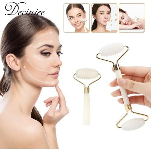 White Natural Jade Roller For Face Aging Wrinkles Puffiness Facial Skin Massager Treatment Therapy Premium Jade Stone for Body