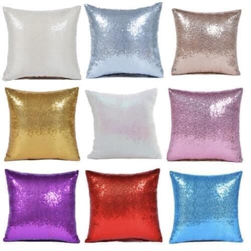 Solid Glitter Silver Sequins Bling Throw Cushion Cover Pillowcover for Sofa Home Decor Pillow Case Decorative Pillowcase 40 x 40