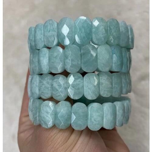 Natural blue amazonite stone bracelet natural gemstone jewelry bangle for woman for gift wholesale