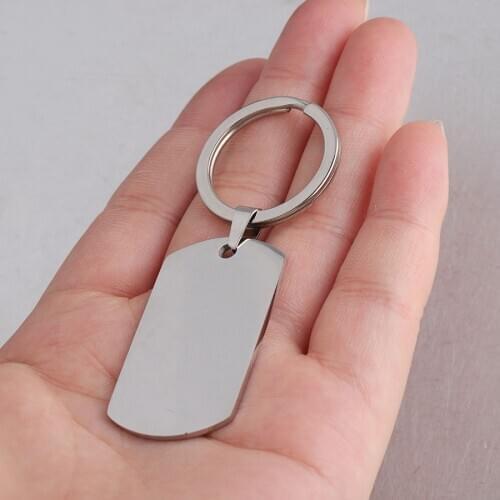 100% Stainless Steel Dogtags Keychain Blank For Engrave Metal Military Plate Charm Key Chain Mirror Polished Wholesale 10pcs