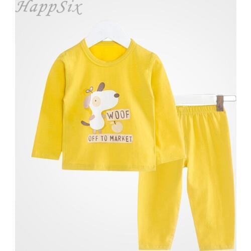 Long Johns Kids Spring pajamas suits autumn full sleeve Cotton Childrens Warm Suit Clothes girls boys Cartoon sleepwear