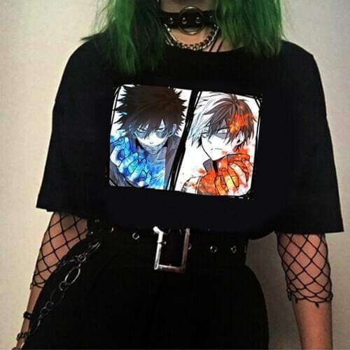 Mens Shirt Harajuku T-Shirt Men Anime T Shirt My Hero Academia Dabi Shoto Todoroki Anime Tops Tees