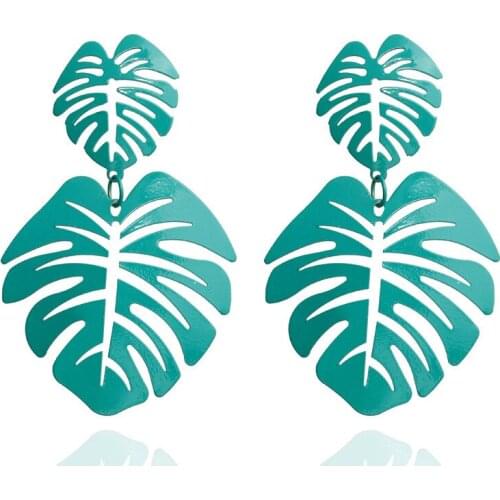 Temperament Candy Color Earrings Double Leaf Big Earrings Womens Jewelry Decorations for Girls Trending Products 2021