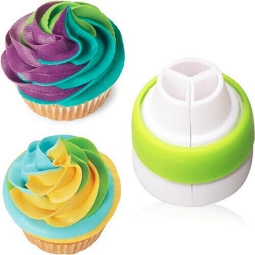 3 Hole Combined Icing Piping Nozzle Tricolor Converter Pastry Cream Cake Decorating Tools For Cupcake Fondant Cookie Tool