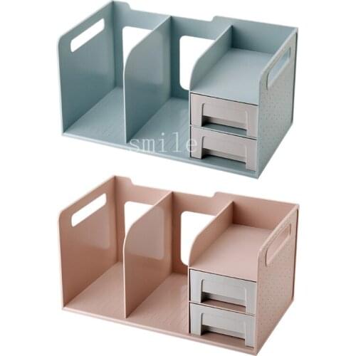 Creative Book Stand Multifunction Desktop Bookshelf Storage Rack Office Drawer Type File Shelf Holder