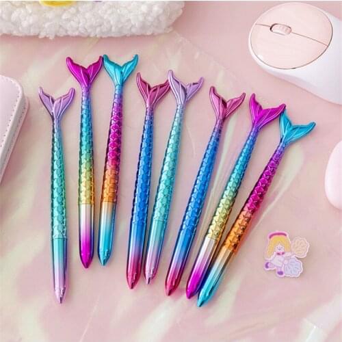 Creative Stationery Mermaid Shape Signature Pen Gradient Color Ins Simple Fishtail Childrens Favorite Gift Baby Shower Decor