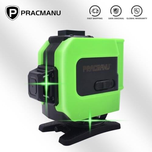 12 Lines Laser Level 3D Green Beam Cross 360 Rotary Self-Leveling Construction Decoration Tools 4 Batteries With Remote Control