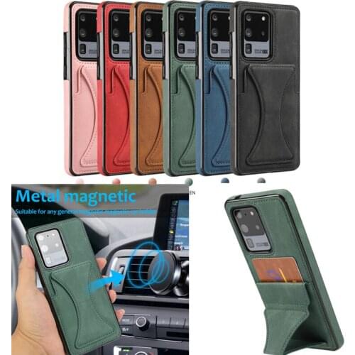 Card Holder Stand magnet CASE for Samsung galaxy S20 S21 NOTE20 ultra S10 plus S20FE A12 A42 A32 A52 A72 A51 A71 A21S A30 A50