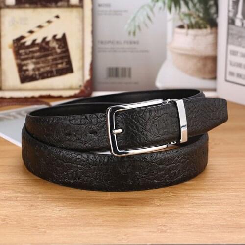 Mens Leather Pin Buckle Belt Fashion Leather Casual Belt Trendy All-Match Classic Korean Trouser Belt