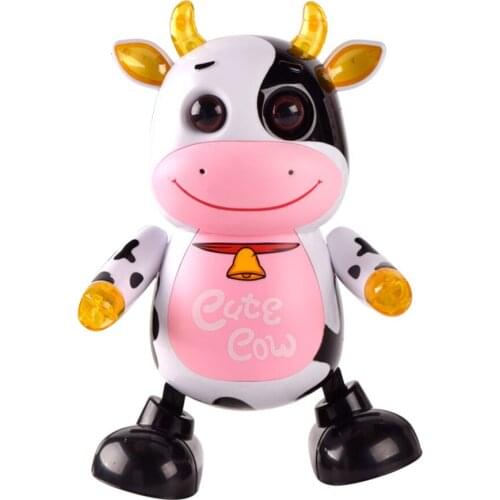 Sound Light Music Electronic Dancing Robot Cute Little Cow Childrens Dancing Animals Robot Toy Baby Birthday Gift