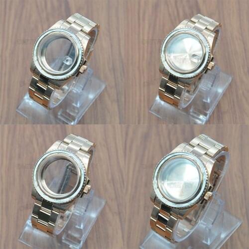 NH35 Case 40mm Sapphire Crystal Silver Watch Cases fit ETA2836 Miyota 82 Series NH35 NH36 Automatic movement
