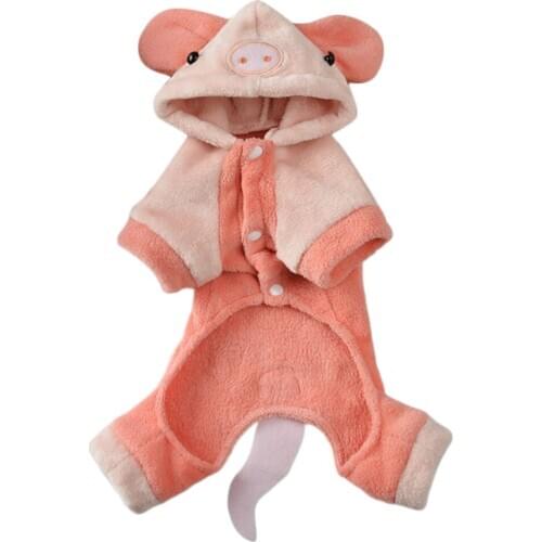 Cute Pink Pig Pet Clothes, Made of Premium Flannel, Soft and Warm Enough Both