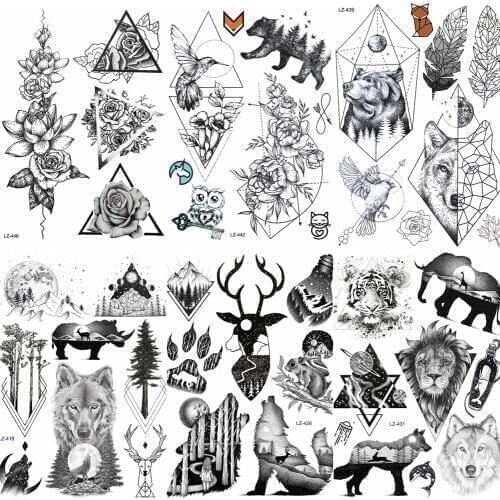 Cool Large Lion Head Tattoo Waterproof Arm Back Decals Temporary Tattoo Sticker For Men Body Art Fake Tattoo Lion Animal AAQH852