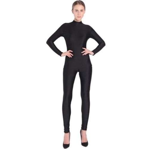 Full Body Dance Unitard Adults red Crew Neck Long Sleeve Gymnastics Unitards Jumpsuits Sports Wear Skin Tights