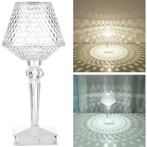 Crystal Diamond Table Lamp Acrylic Transparent Prism Desk Night Light Bedroom Bedside Bar Crystal Lighting Decorations for home
