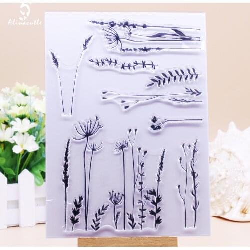 CLEAR STAMPS Grass Flower Spring Scrapbook Handmade Card Album Paper Craft Rubber Transparent Silicon Stamp AlinaCraft
