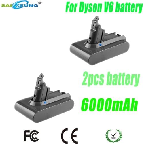 Dyson V6 Vacuum Cleaner 21.6V 6000mAh Rechargeable Lithium Battery Replacement DC58 DC59 DC61 DC62 DC74 SV09 SV07 SV03 965874-02