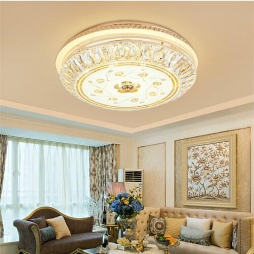 Luxury Golden LED crystal light ceiling crystal light lamp for living room bedroom round LED lamparas de techo with K9 crystalWF