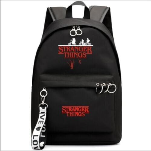 Stranger Things Backpacks for Students Black&pink Canvas Travel Bags Fashion Teenagers Laptop Backpack Girls School Bag