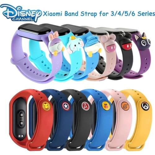 Disney Mickey Soft Strap for Xiaomi Mi Band 5 4 3 NFC Silicone Wristband Bracelet Replacement for Xiaomi Band 6 Wrist TPU Strap