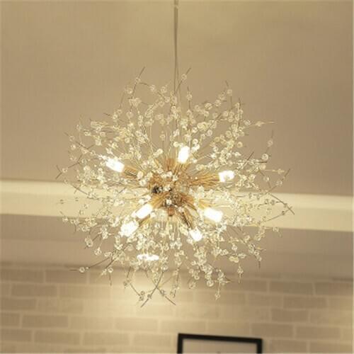 Nordic Minimalist Creative Crystal Dandelion Chandelier Art Fire Ball Parlor Hotel Restaurant Dinner Room Hanging Lighting