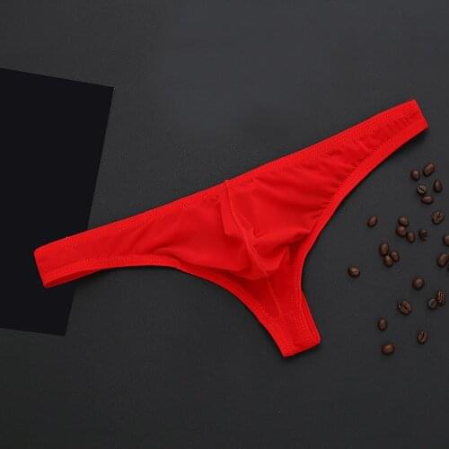 Ice Silk Sexy Thong Panties Mens Underwear Shorts Raised Underwear T Underwears mens thongs and g strings calcinha fio dental