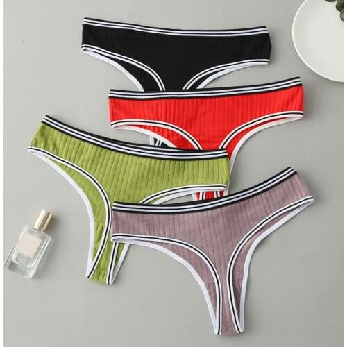 Womens Low Waist Sexy Panties Thongs Comfortable G-String Solid Color Underwear Underpants Lingerie Breathable Soft Thongs