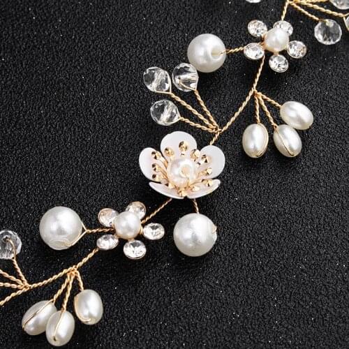 1PC Bride Flowers Hair Crown Diamond Pearl Ribbon Hair Accessories Silk Sateen Hair Pin Wedding Party Birthday Gift