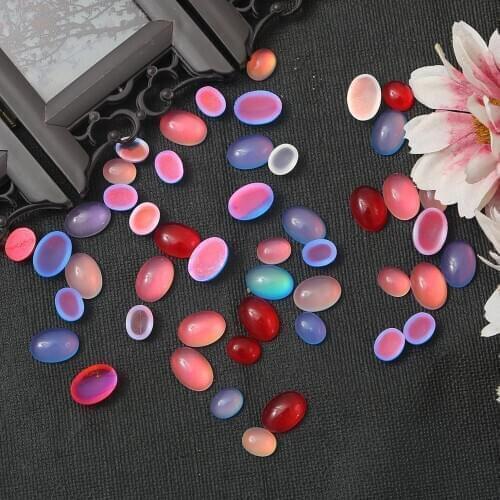 10pcs/lot 4 colors Resin Cat Eye Beads Oval Flat Back Clear Crystal Cabochons Beads For DIY Scrapbook Garment Decoration
