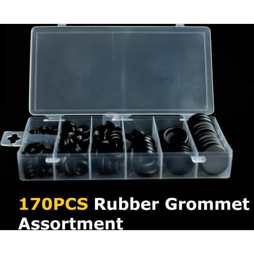 170pcs Black Rubber Grommet Firewall Hole Plug Retaining Ring Set Car Electrical Wire Gasket Kit For Cylinder Valve Water Pipe