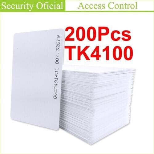 200PCS ID Thin Card TK4100 Chip Induction Card 125Khz Access Control Attendance Card PVC White RFID Key Tag Radio Frequency Card