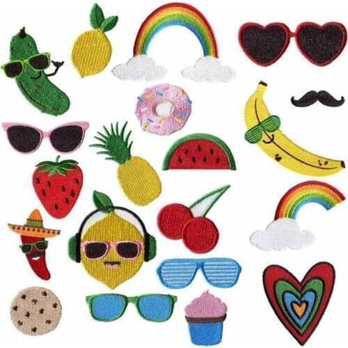22 Differents Styles) DIY Watermelonl Parches Embroidery Iron on Patches for Clothing rainbow Stickers Appliques