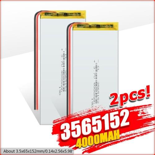 3.7 V 4000mAh 3565152 Li-polymer Lithium Li Ion Polymer Battery PCM Protected For Tablet Pc POWER BANK E-book GPS MP3 MP4 MP5