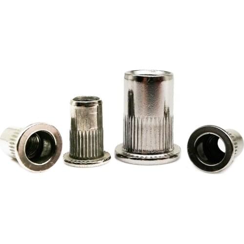 5/20pcs M3 M4 M5 M6 M8 M10 M12 304 Stainless Steel Flat Head Rivet Nut Bind Insert Rivnut Nutsert