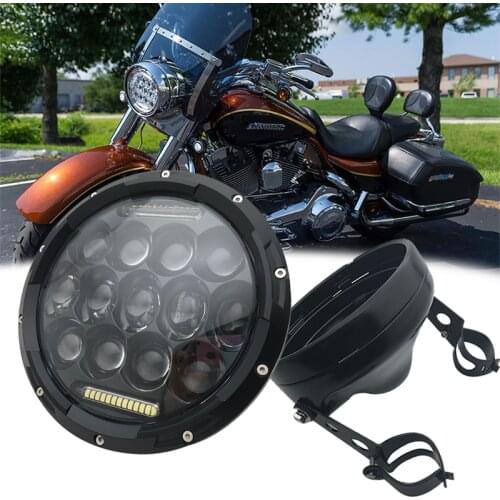 7'' LED Projector Headlights H4 Driving Lights 7 inch Housing Bucket DRL Amber Turn Signal Lights Motorcycle for H-arley Headlam