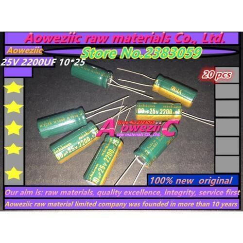 Aoweziic 20 PCS 25V 2200UF 10*25 high frequency liquid crystal power supply board electrolytic capacitor 2200UF 25V 10x25