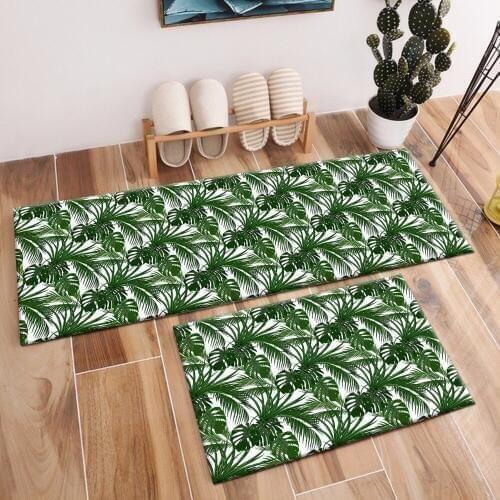 Green Leaves Crystal Velvet Area Rug And Carpet For Baby Home Living Room White WC Toilet Bedroom kitchen Door Floor Bath Mats