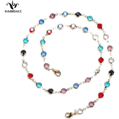 XiaoboACC Korean Fashion Colorful Mask Chain Crystal Glasses Chains Lanyard Women Necklace