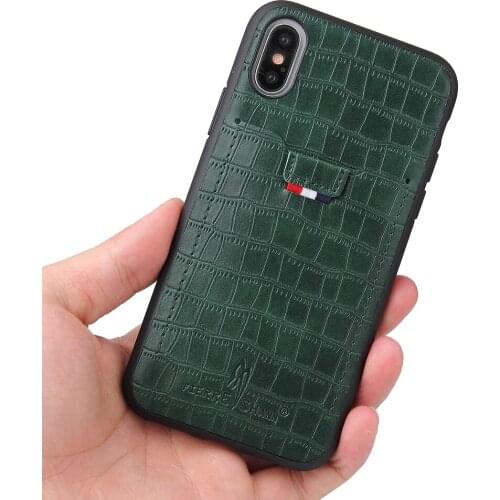 Fierre shann Crocodile pattern Case Card Slot PU Leather Cover Protective Case for Apple iPhone X xs max 7 8 plus Accessories