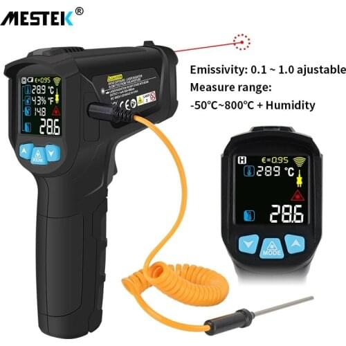 MESTEK -50-800 Degree Digital Thermometer Humidity Meter Infrared Thermometer Hygrometer Temperature Humidity Meter Pyrometer