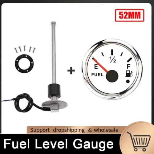 Fuel Level Gauge With Sensors 200 250 350MM Stainless Steel Fuel Level Meters 0~190 ohm / 240~33 ohm Gauges Fit Car Boat Yacht