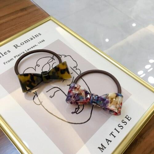 France new style acetate hair ties rope elegance bows women charm elastic hair band hair accessory