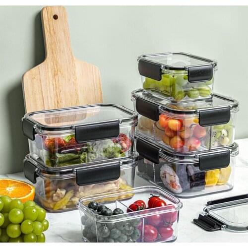 Fridge Storage Sealed Box Kitchen Organizer Tank Plastic Transparent Food Containers Multifunction Fruit Vegetable Bento Box