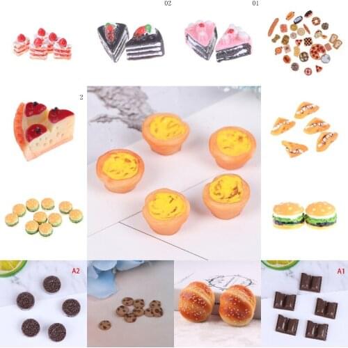 Hot Sale！Dollhouse Toy Fruit Food Cake Candy Fruit Hamburg Biscuit Donuts Miniature For Dolls Accessories Kitchen Play Toys