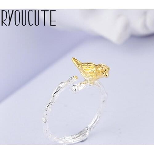 Fashion Real Silver Color Bird Rings for Women Wedding Jewelry Punk Retro Antique Adjustable Size Finger Big Ring