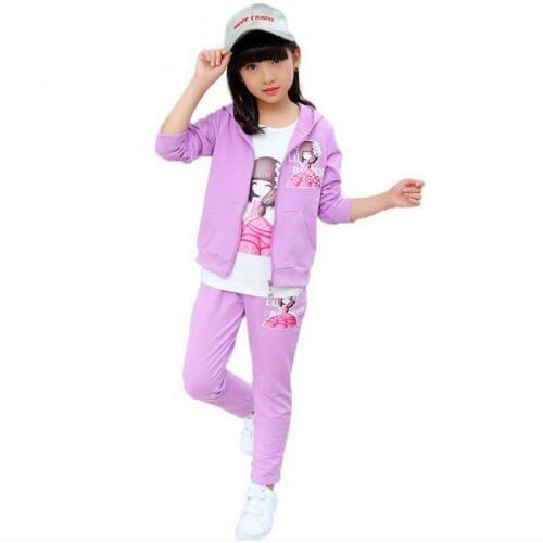 Autumn Winter Teenage Girls Clothes Jacket+T-shirt+Pants 3Pcs Set Children Suits For Girls Clothing Sets 4 6 8 10 12 14 15 Years