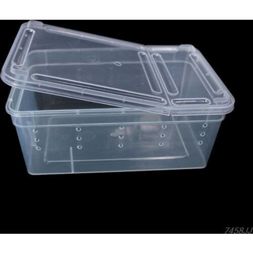 Terrarium for reptiles Transparent Plastic Box Insect Reptile Transport Breeding Live Food Feeding Box G03 Drop ship