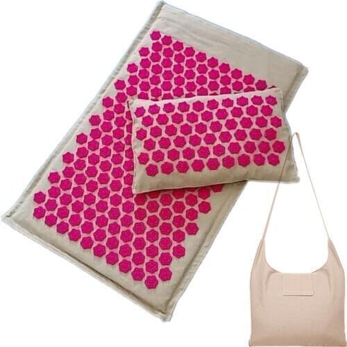 74*44cm Nature Linen Coconut Palm Massage Yoga Mat Sport Pillow Mat with Bag Lotus Spike Acupressure Mat Cushion Accupresure Mat