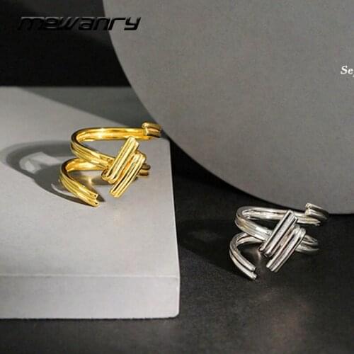 Mewanry 925 Sterling Silver Geometric Rotation Couples Rings New Fashion Vintage Elegant Party Jewelry Birthday Gifts for Women