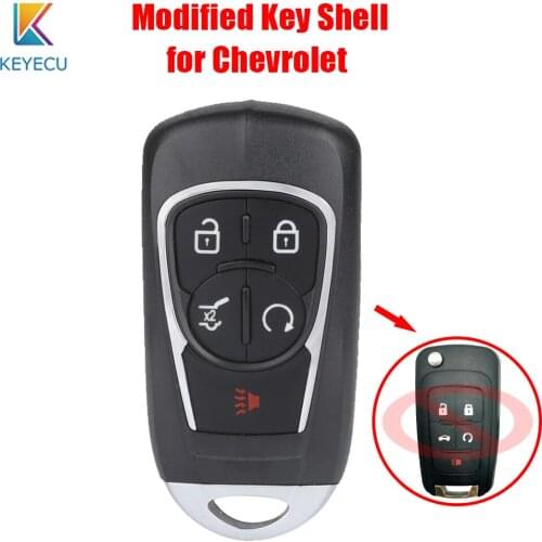 KEYECU 5 Buttons Modified Smart Remote Key Shell Case Cover for Chevrolet Equinox Camaro Volt and Buick OHT01060512